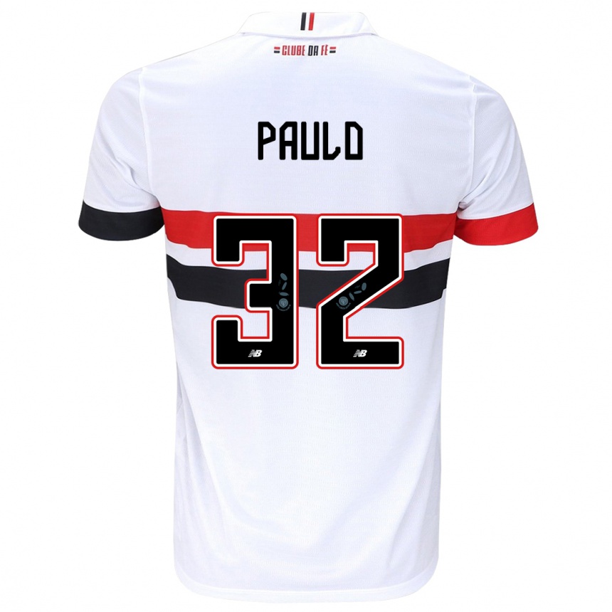 Niño Fútbol Camiseta Marcos Paulo #32 Blanco Rojo Negro 1ª Equipación 2024/25 México