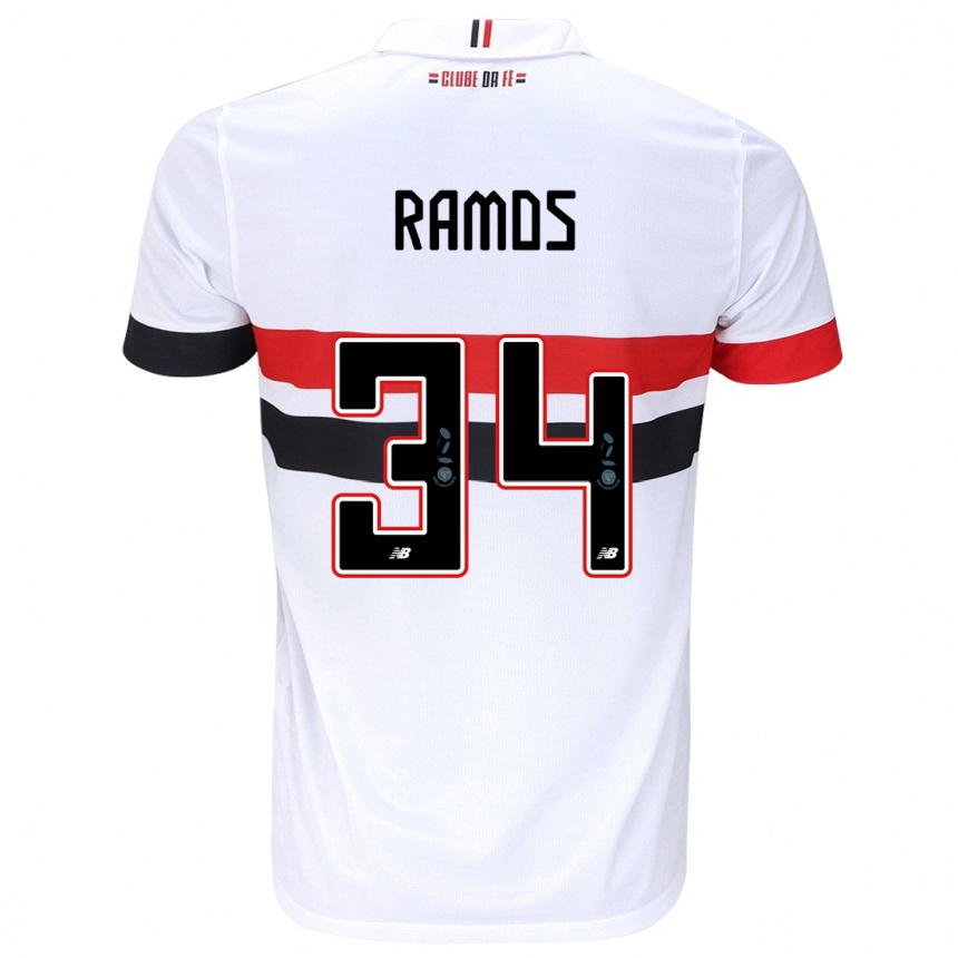 Niño Fútbol Camiseta Raí Ramos #34 Blanco Rojo Negro 1ª Equipación 2024/25 México