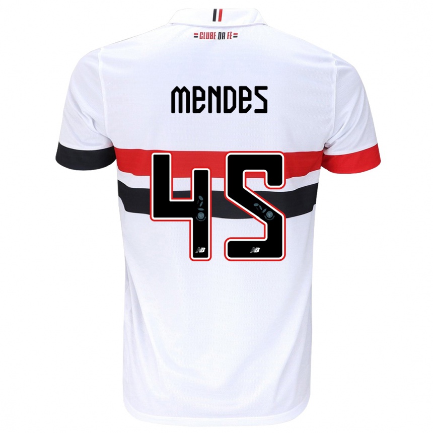 Niño Fútbol Camiseta Nathan Mendes #45 Blanco Rojo Negro 1ª Equipación 2024/25 México