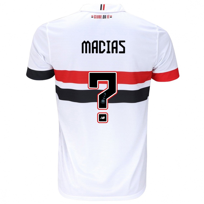 Niño Fútbol Camiseta Juan Macías #0 Blanco Rojo Negro 1ª Equipación 2024/25 México