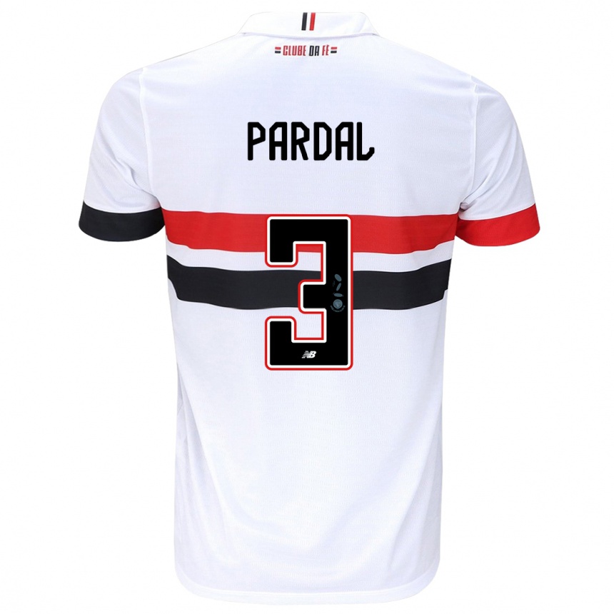 Niño Fútbol Camiseta Pardal #3 Blanco Rojo Negro 1ª Equipación 2024/25 México