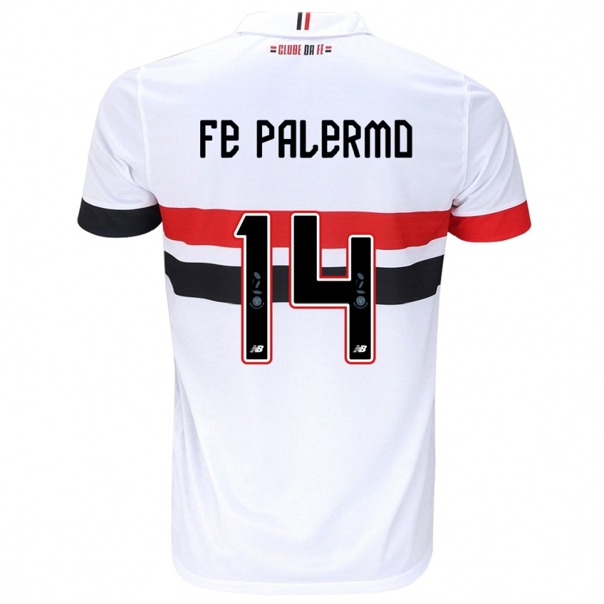 Niño Fútbol Camiseta Fe Palermo #14 Blanco Rojo Negro 1ª Equipación 2024/25 México