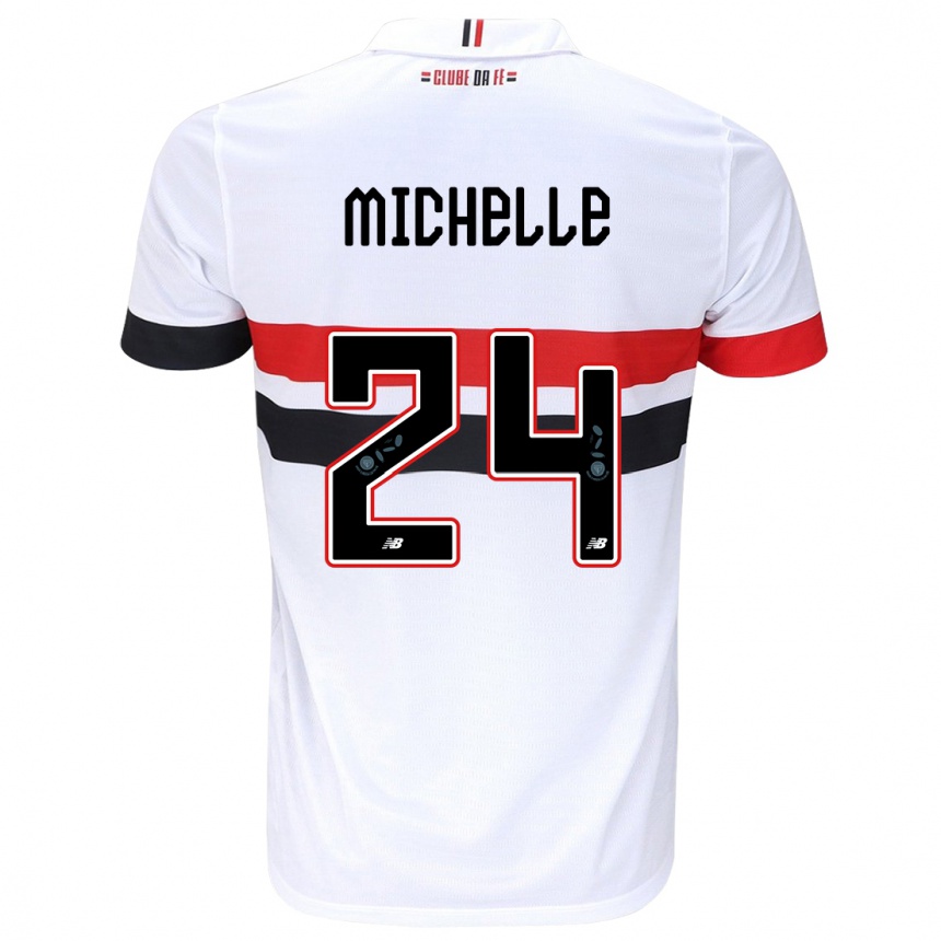 Niño Fútbol Camiseta Michelle #24 Blanco Rojo Negro 1ª Equipación 2024/25 México