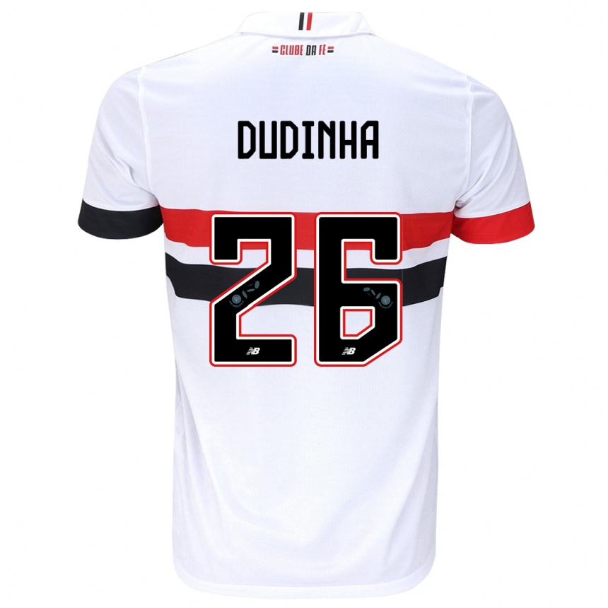 Niño Fútbol Camiseta Dudinha #26 Blanco Rojo Negro 1ª Equipación 2024/25 México