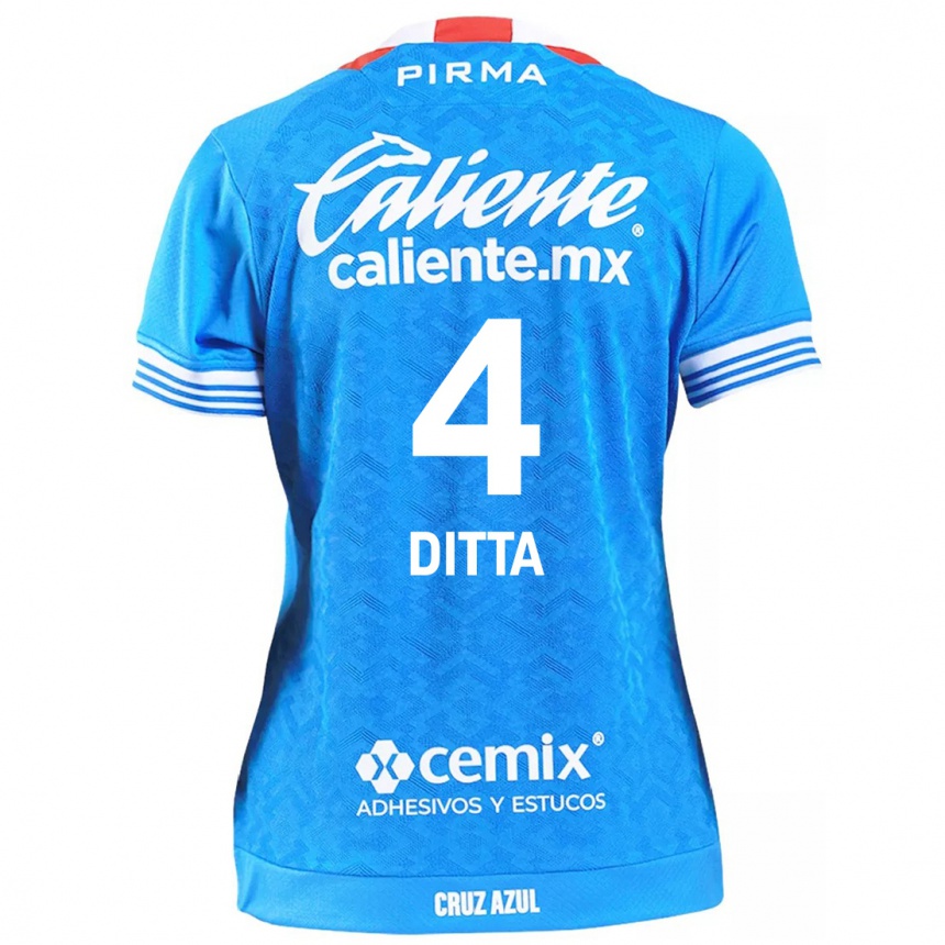 Niño Fútbol Camiseta Willer Ditta #4 Cielo Azul 1ª Equipación 2024/25 México