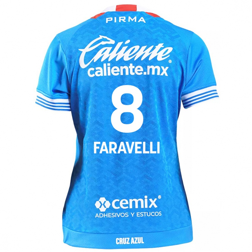 Niño Fútbol Camiseta Lorenzo Faravelli #8 Cielo Azul 1ª Equipación 2024/25 México