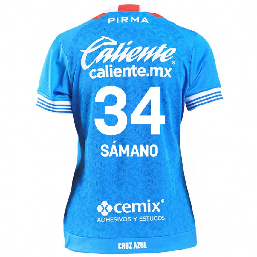 Niño Fútbol Camiseta Leonardo Sámano #34 Cielo Azul 1ª Equipación 2024/25 México