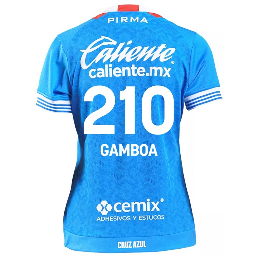 Niño Fútbol Camiseta Bryan Gamboa #210 Cielo Azul 1ª Equipación 2024/25 México