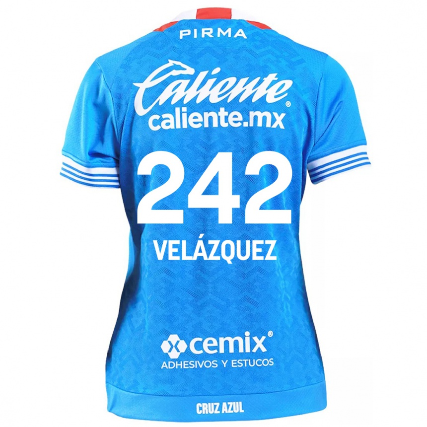 Niño Fútbol Camiseta Karol Velázquez #242 Cielo Azul 1ª Equipación 2024/25 México