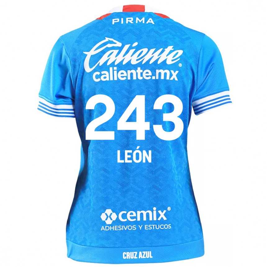 Niño Fútbol Camiseta Cristhian León #243 Cielo Azul 1ª Equipación 2024/25 México