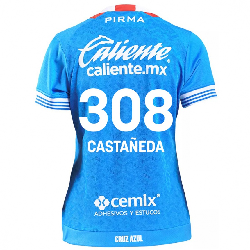 Niño Fútbol Camiseta Emiliano Castañeda #308 Cielo Azul 1ª Equipación 2024/25 México