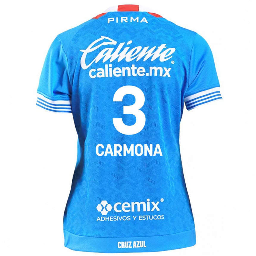 Niño Fútbol Camiseta Edith Carmona #3 Cielo Azul 1ª Equipación 2024/25 México