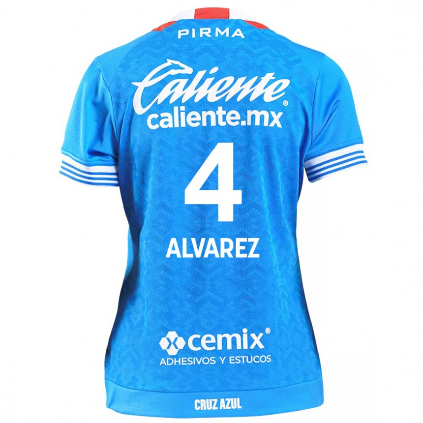 Niño Fútbol Camiseta Gabriela Alvarez #4 Cielo Azul 1ª Equipación 2024/25 México