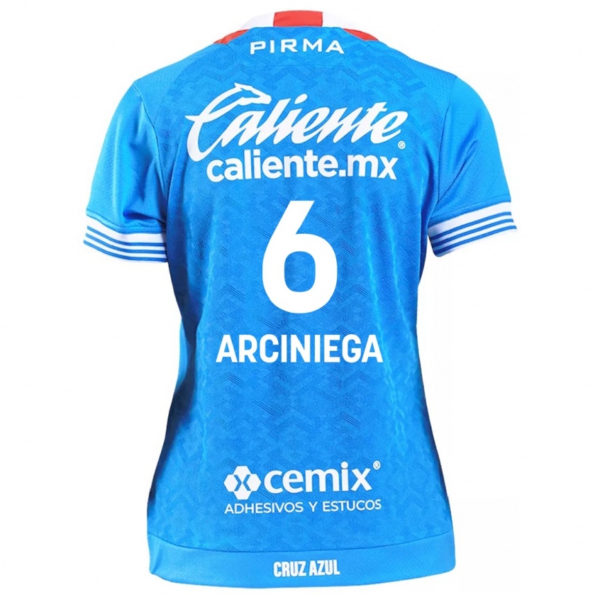 Niño Fútbol Camiseta Mirelle Arciniega #6 Cielo Azul 1ª Equipación 2024/25 México