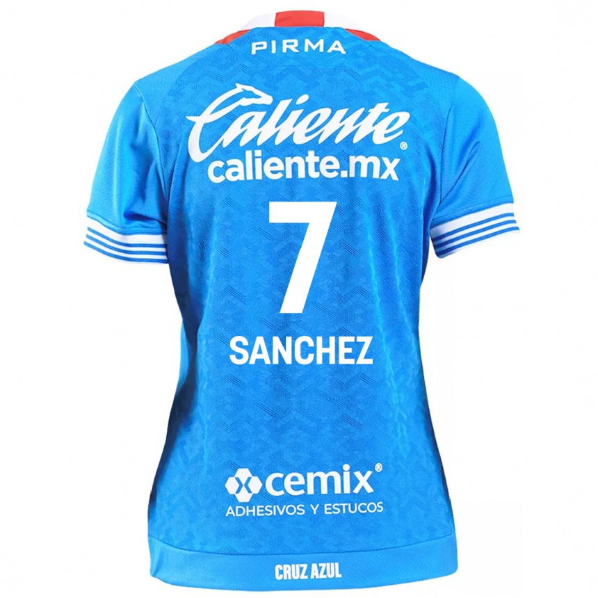 Niño Fútbol Camiseta Andrea Sanchez #7 Cielo Azul 1ª Equipación 2024/25 México