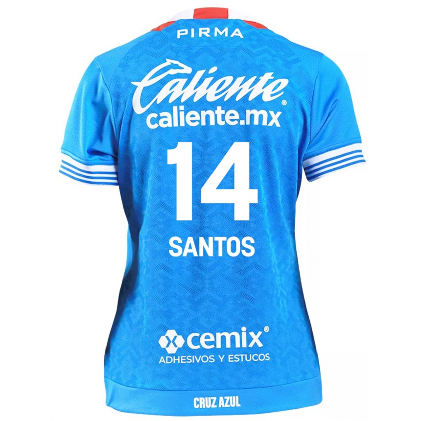 Niño Fútbol Camiseta Eleisa Santos #14 Cielo Azul 1ª Equipación 2024/25 México