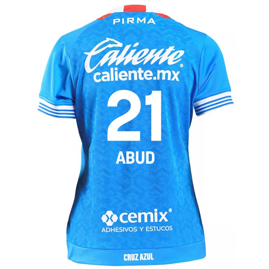 Niño Fútbol Camiseta Karime Abud #21 Cielo Azul 1ª Equipación 2024/25 México