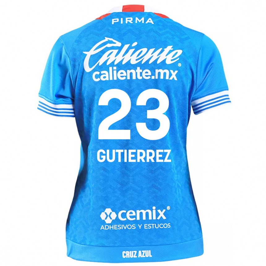 Niño Fútbol Camiseta Ivonne Gutierrez #23 Cielo Azul 1ª Equipación 2024/25 México