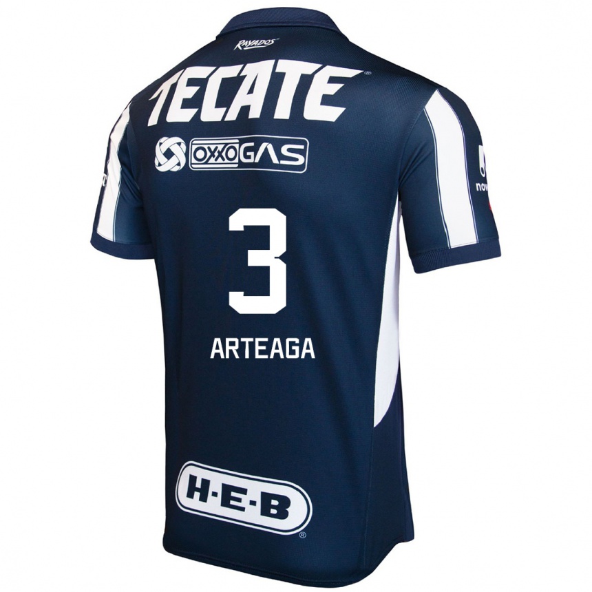 Niño Fútbol Camiseta Gerardo Arteaga #3 Azul Rojo Blanco 1ª Equipación 2024/25 México