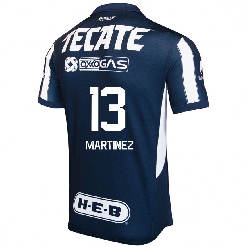 Niño Fútbol Camiseta Jaziel Martínez #13 Azul Rojo Blanco 1ª Equipación 2024/25 México