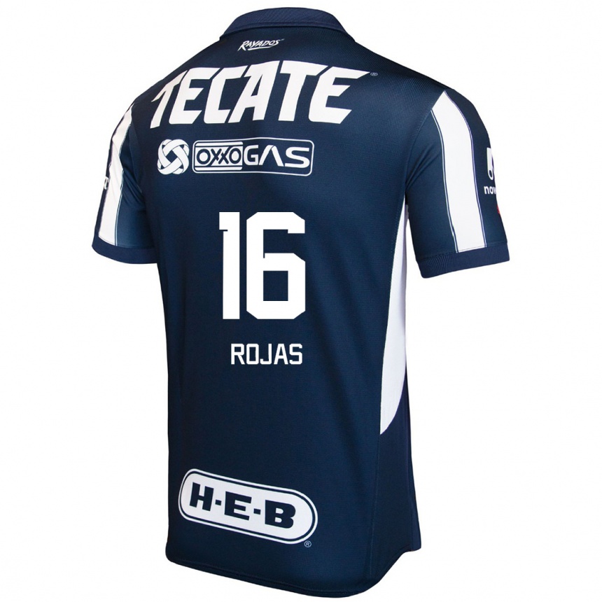 Niño Fútbol Camiseta Johan Rojas #16 Azul Rojo Blanco 1ª Equipación 2024/25 México