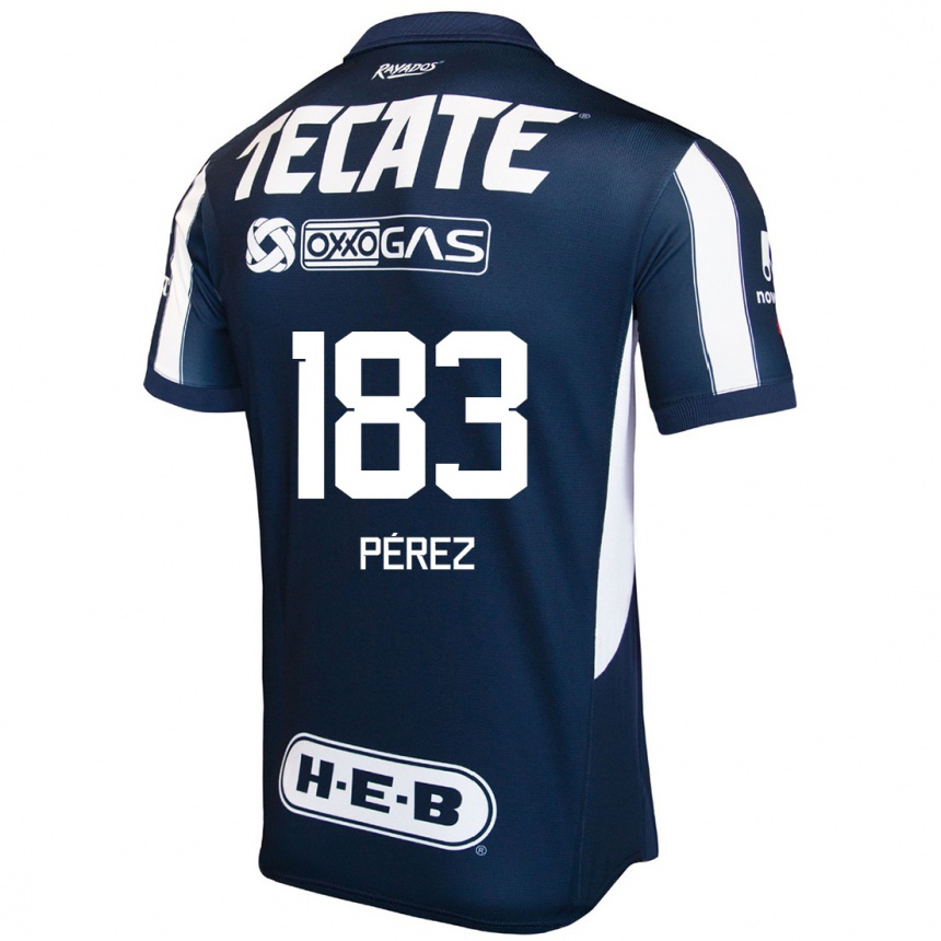 Niño Fútbol Camiseta Santiago Pérez #183 Azul Rojo Blanco 1ª Equipación 2024/25 México