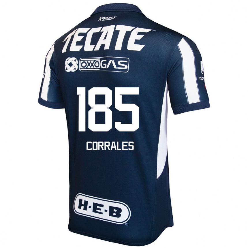 Niño Fútbol Camiseta Ángel Corrales #185 Azul Rojo Blanco 1ª Equipación 2024/25 México