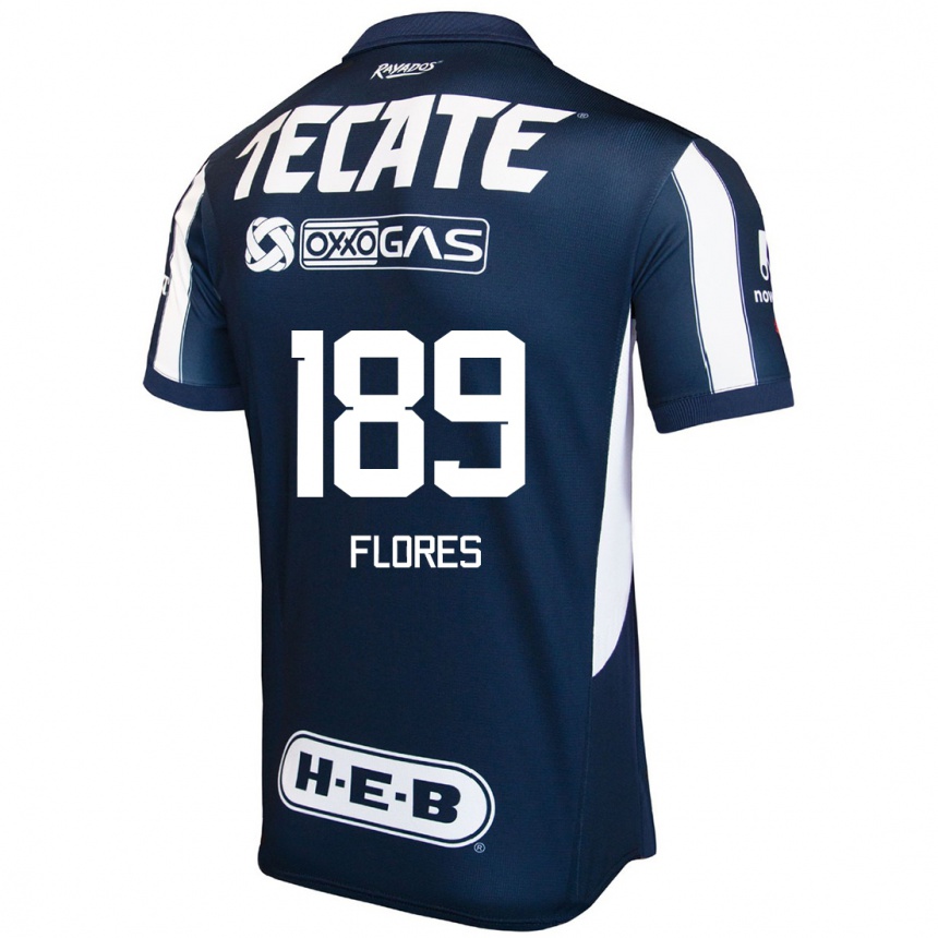 Niño Fútbol Camiseta Yael Flores #189 Azul Rojo Blanco 1ª Equipación 2024/25 México