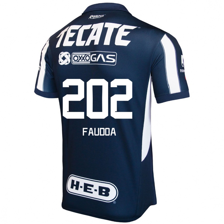 Niño Fútbol Camiseta Juan Faudoa #202 Azul Rojo Blanco 1ª Equipación 2024/25 México