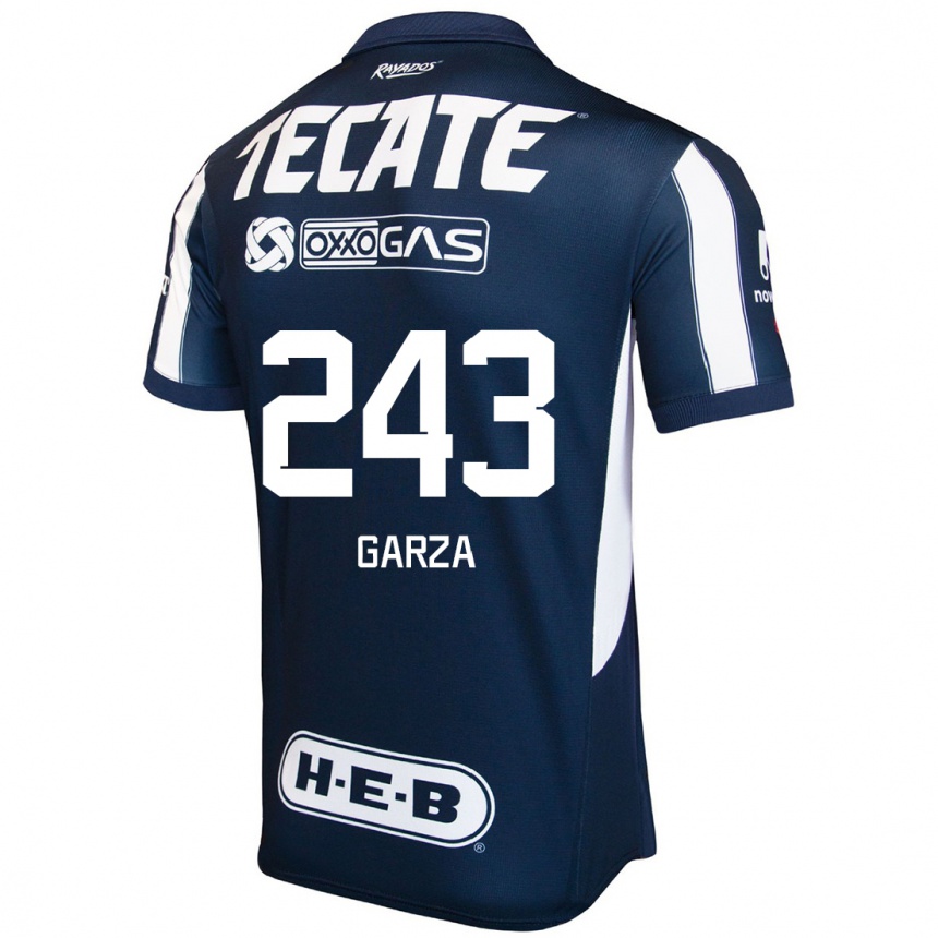 Niño Fútbol Camiseta César Garza #243 Azul Rojo Blanco 1ª Equipación 2024/25 México