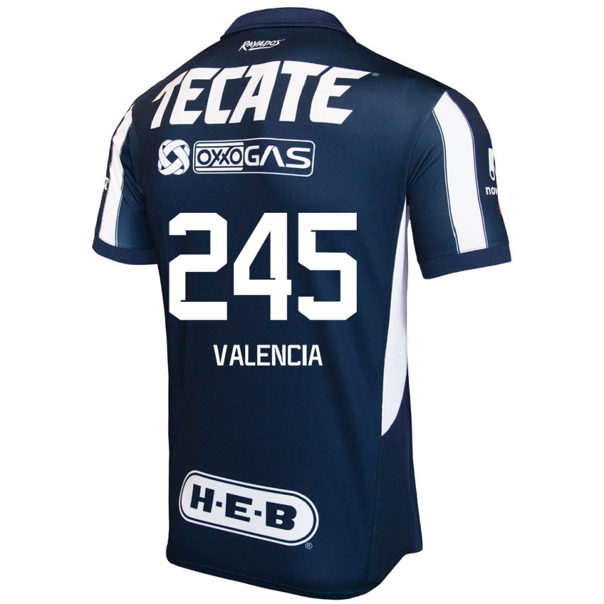 Niño Fútbol Camiseta Cristian Valencia #245 Azul Rojo Blanco 1ª Equipación 2024/25 México