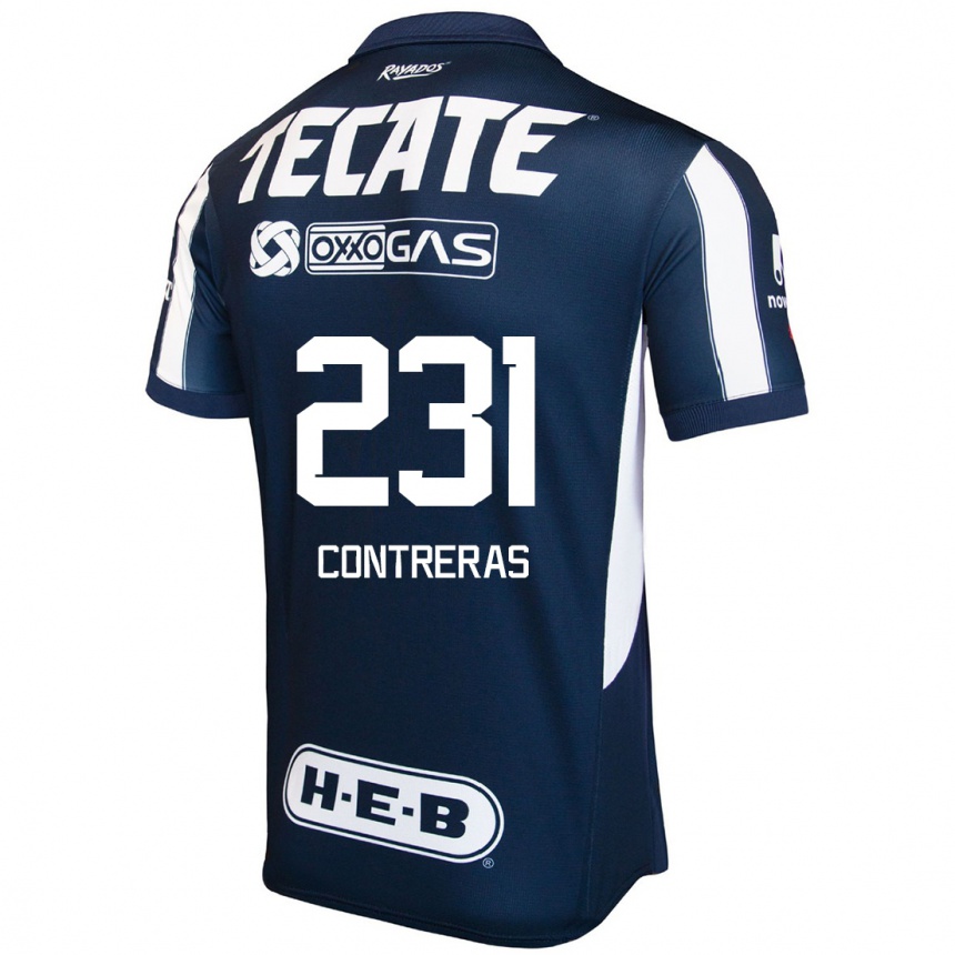 Niño Fútbol Camiseta Óscar Contreras #231 Azul Rojo Blanco 1ª Equipación 2024/25 México