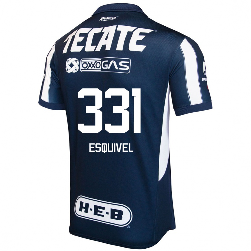 Niño Fútbol Camiseta Abraham Esquivel #331 Azul Rojo Blanco 1ª Equipación 2024/25 México