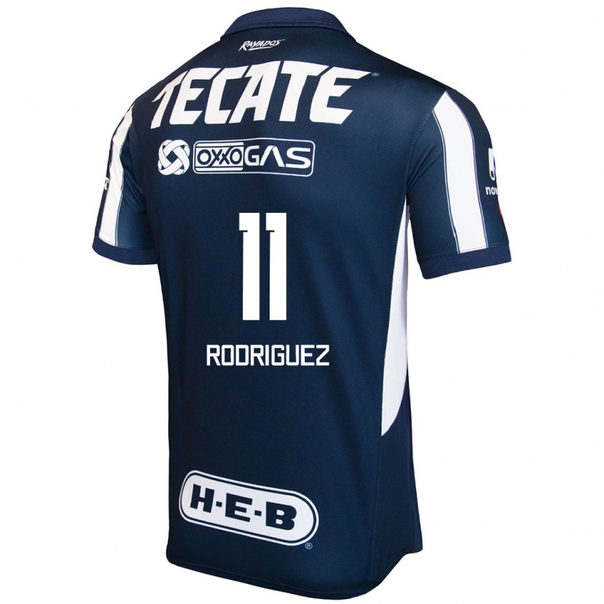 Niño Fútbol Camiseta Lizette Rodriguez #11 Azul Rojo Blanco 1ª Equipación 2024/25 México