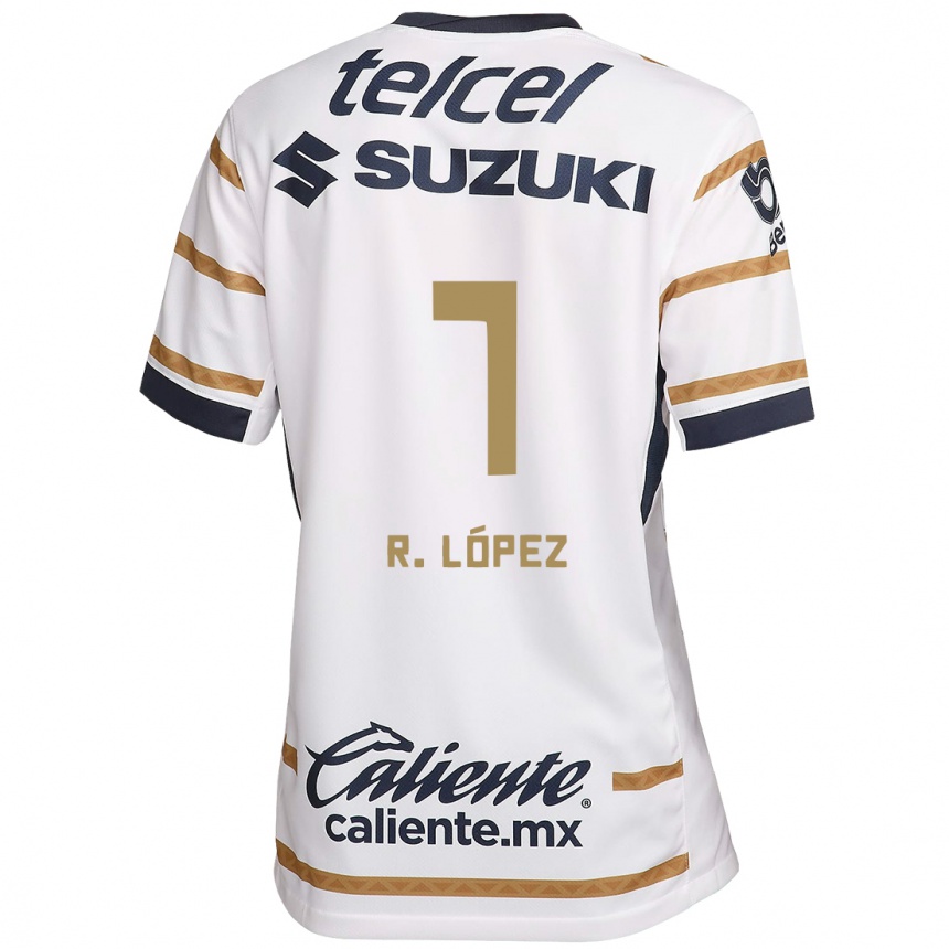 Niño Fútbol Camiseta Rodrigo López #7 Obsidiana Blanca 1ª Equipación 2024/25 México