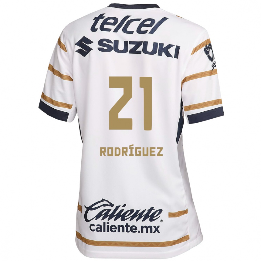 Niño Fútbol Camiseta Michell Rodríguez #21 Obsidiana Blanca 1ª Equipación 2024/25 México