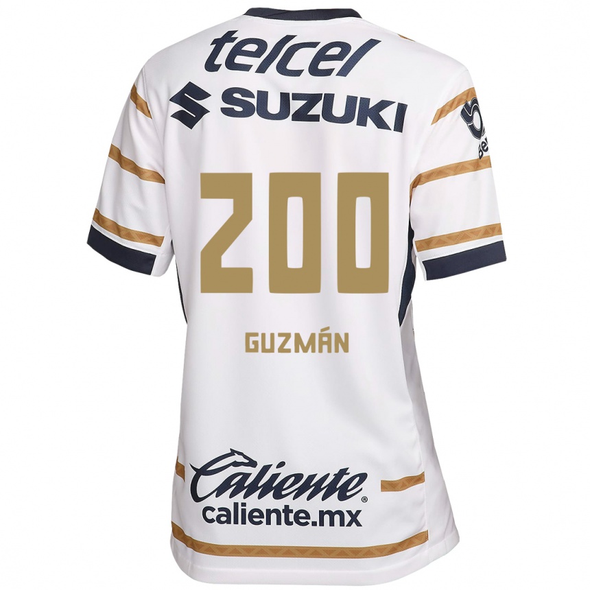 Niño Fútbol Camiseta Alan Guzmán #200 Obsidiana Blanca 1ª Equipación 2024/25 México