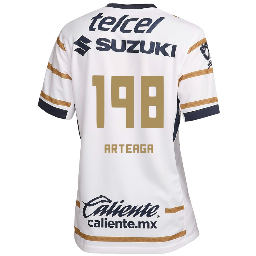 Niño Fútbol Camiseta Edwin Arteaga #198 Obsidiana Blanca 1ª Equipación 2024/25 México