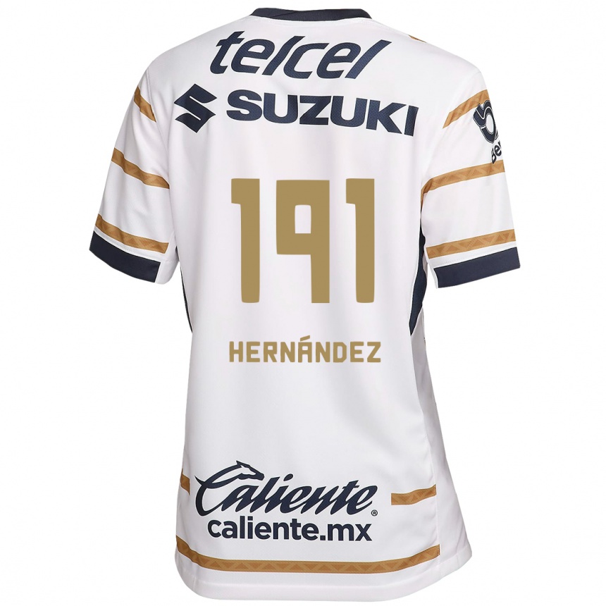 Niño Fútbol Camiseta Marco Hernández #191 Obsidiana Blanca 1ª Equipación 2024/25 México