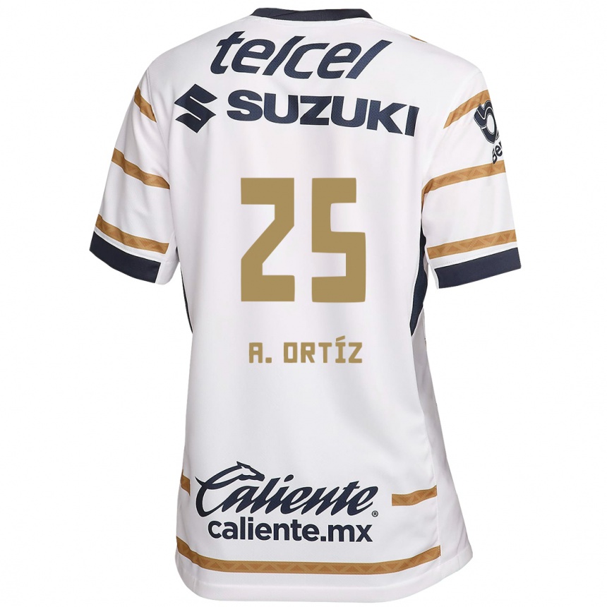 Niño Fútbol Camiseta Arturo Ortiz #25 Obsidiana Blanca 1ª Equipación 2024/25 México