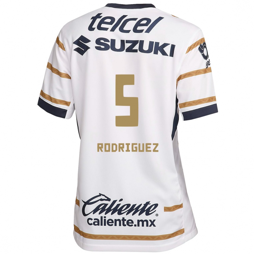 Niño Fútbol Camiseta Jeronimo Rodriguez #5 Obsidiana Blanca 1ª Equipación 2024/25 México