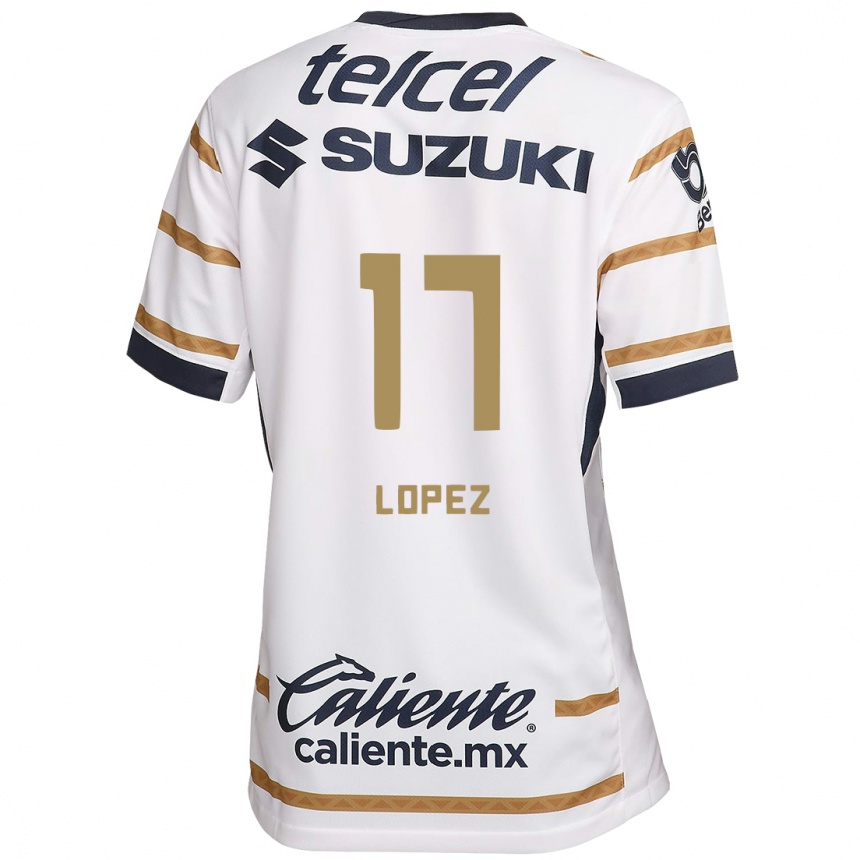 Niño Fútbol Camiseta Leonel Lopez #17 Obsidiana Blanca 1ª Equipación 2024/25 México