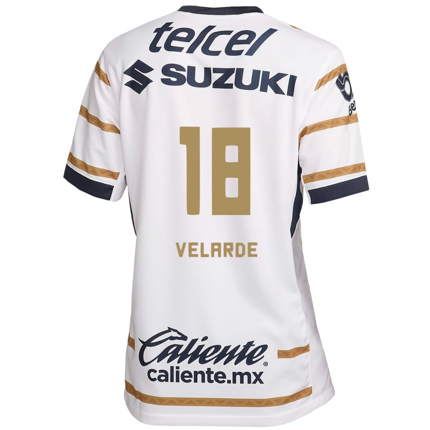 Niño Fútbol Camiseta Efrain Velarde #18 Obsidiana Blanca 1ª Equipación 2024/25 México