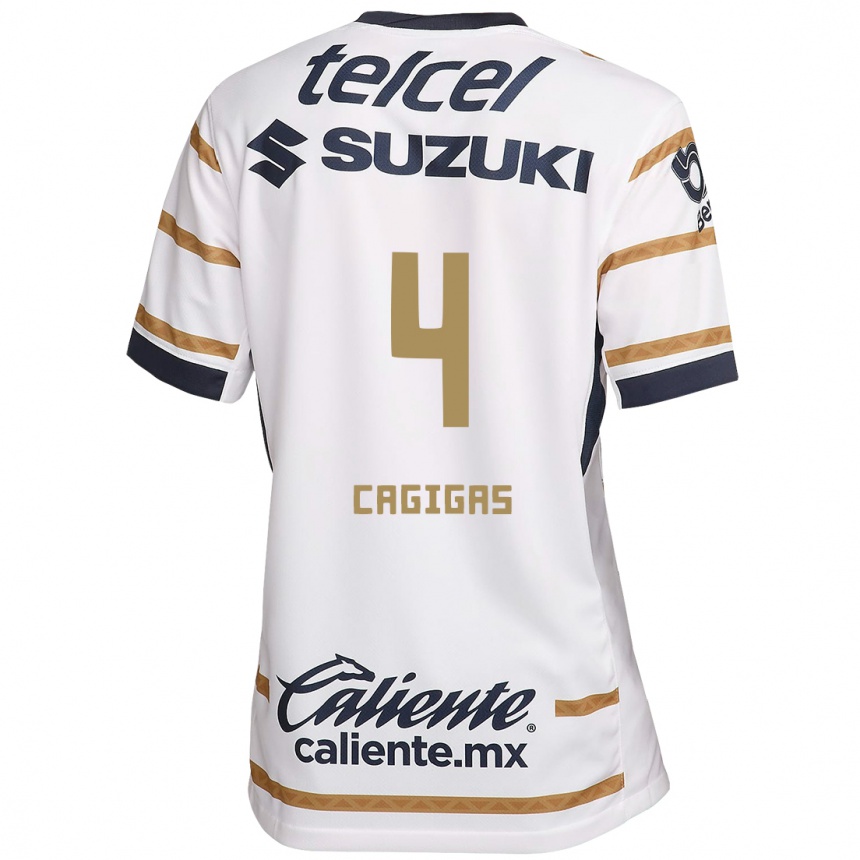 Niño Fútbol Camiseta Deneva Cagigas #4 Obsidiana Blanca 1ª Equipación 2024/25 México