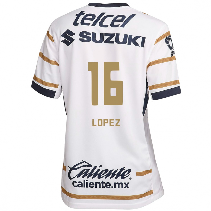 Niño Fútbol Camiseta Samantha Lopez #16 Obsidiana Blanca 1ª Equipación 2024/25 México