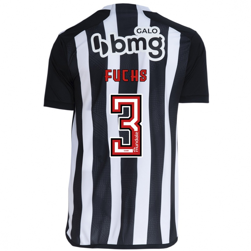 Niño Fútbol Camiseta Bruno Fuchs #3 Blanco Negro 1ª Equipación 2024/25 México