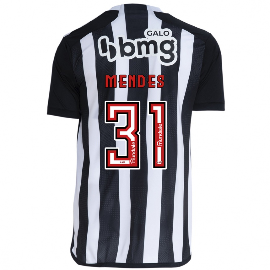 Niño Fútbol Camiseta Matheus Mendes #31 Blanco Negro 1ª Equipación 2024/25 México