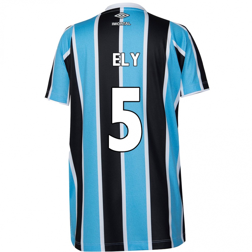 Niño Fútbol Camiseta Rodrigo Ely #5 Azul Negro Blanco 1ª Equipación 2024/25 México