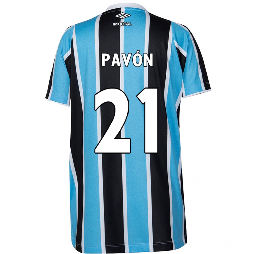 Niño Fútbol Camiseta Cristian Pavón #21 Azul Negro Blanco 1ª Equipación 2024/25 México