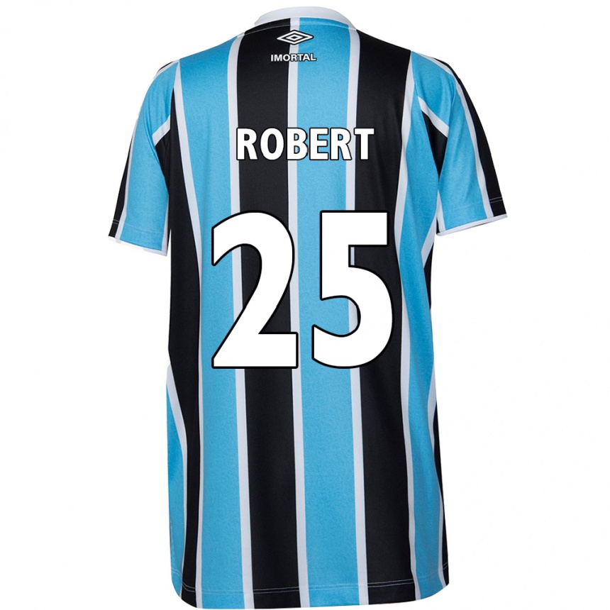 Niño Fútbol Camiseta Jhonata Robert #25 Azul Negro Blanco 1ª Equipación 2024/25 México